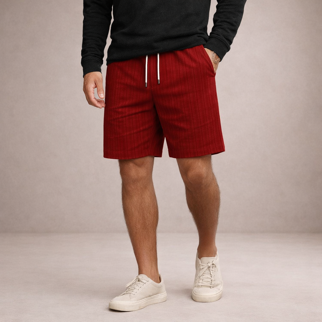 Men's drawstring pinstripe summer shorts