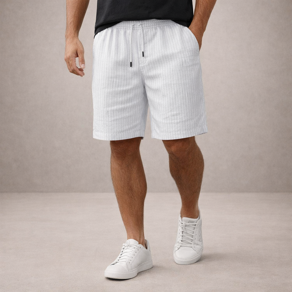 Men's drawstring pinstripe summer shorts