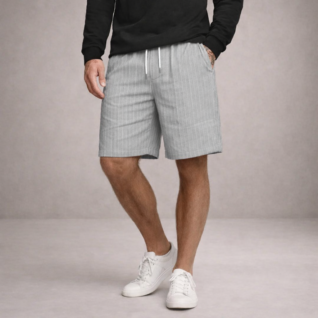 Men's drawstring pinstripe summer shorts