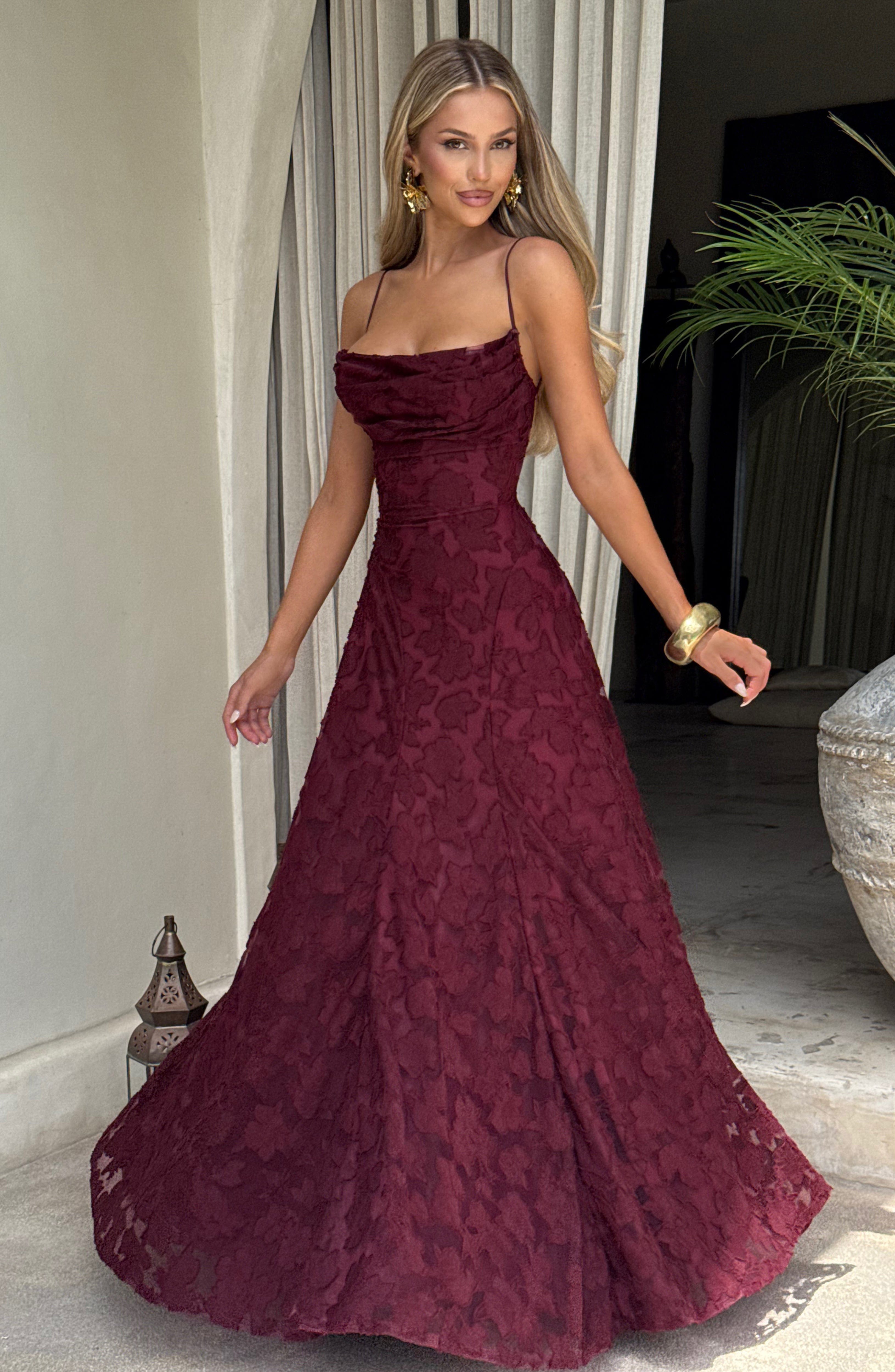 Women's floral maxi wedding guest dress