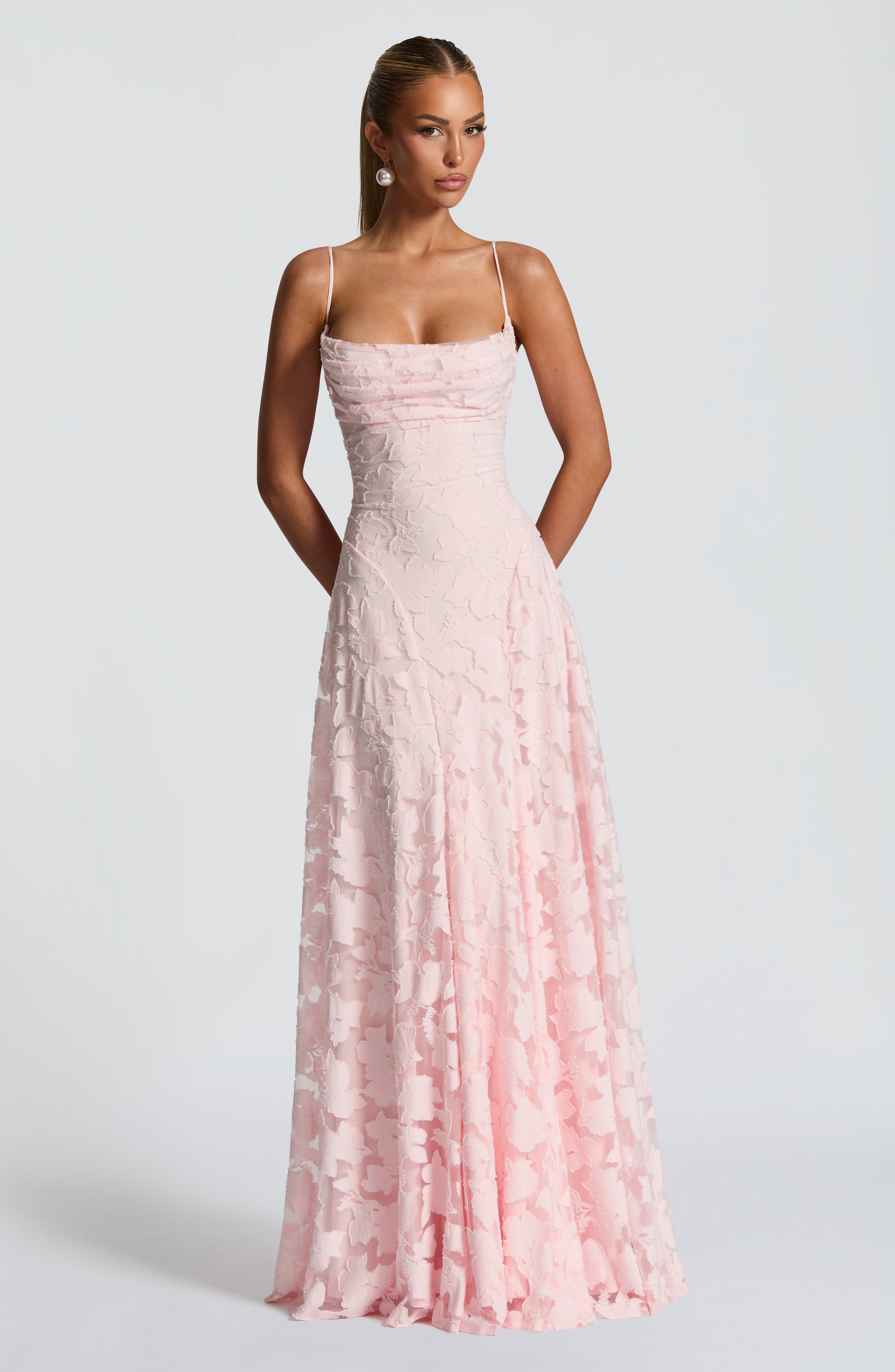 Women's floral maxi wedding guest dress