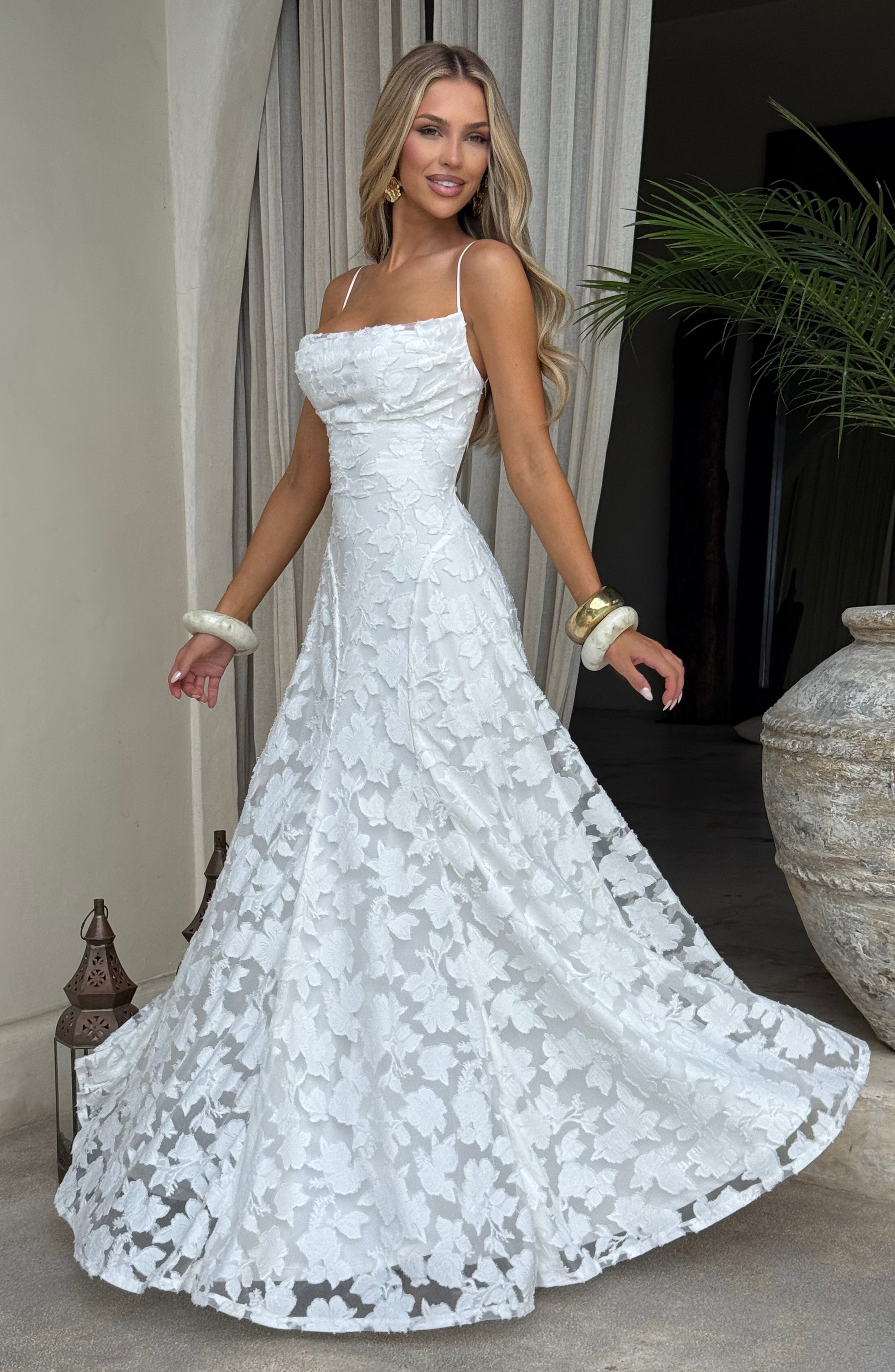 Women's floral maxi wedding guest dress
