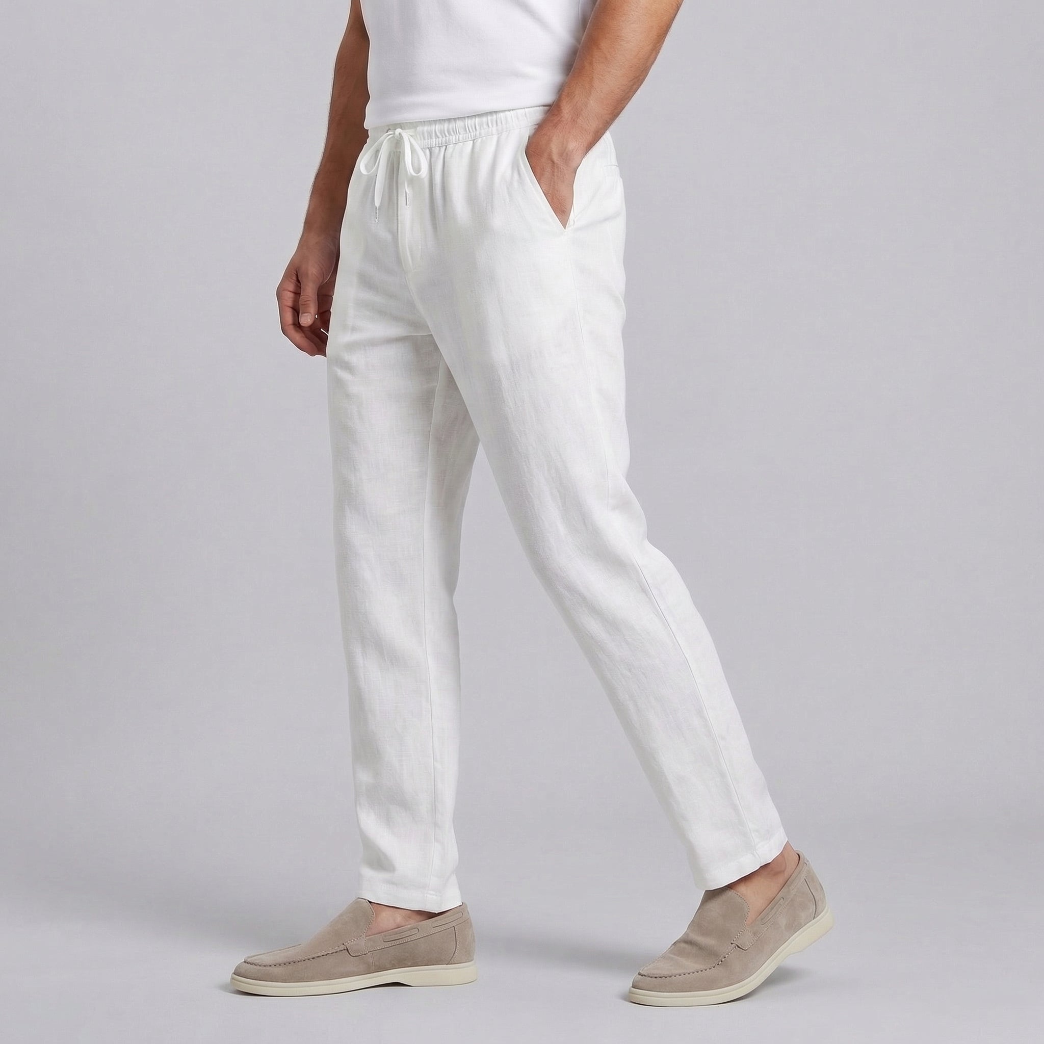 Men's linen tapered summer trousers