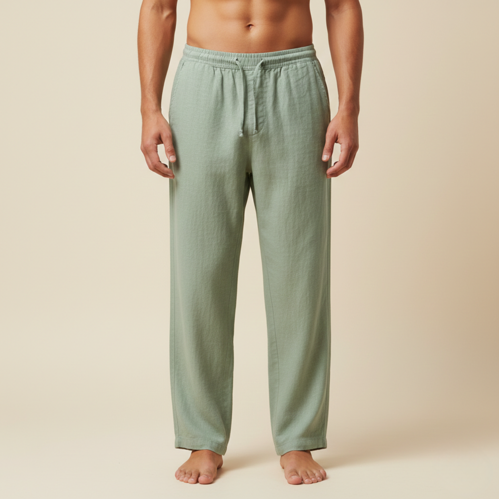 Men's drawstring wide-leg summer trousers