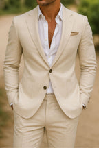 Men's fitted two-piece wedding guest suit