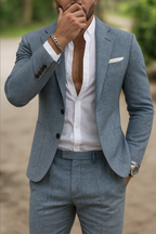 Men's fitted two-piece wedding guest suit