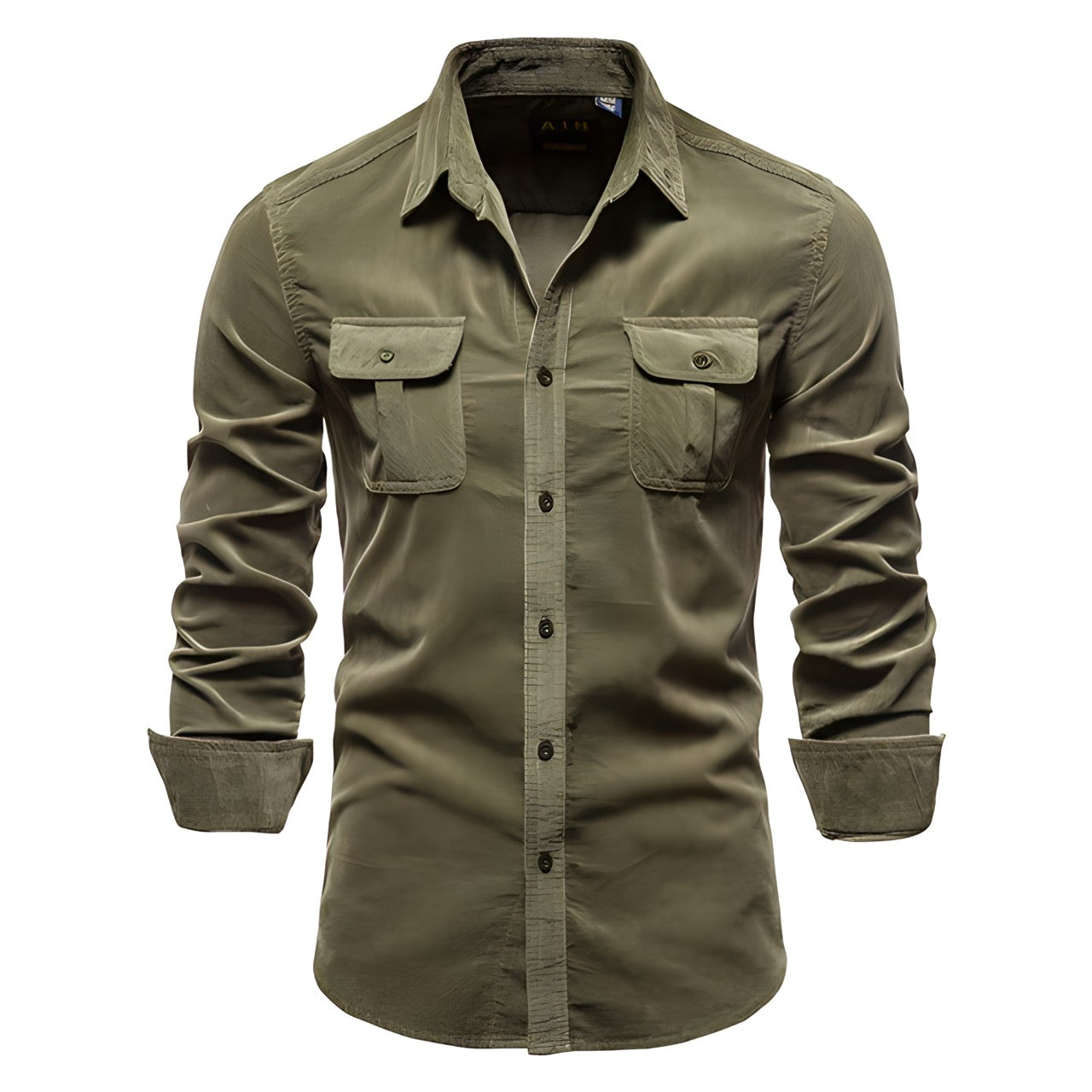 Men's long sleeve button-front casual shirt