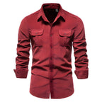 Men's long sleeve button-front casual shirt