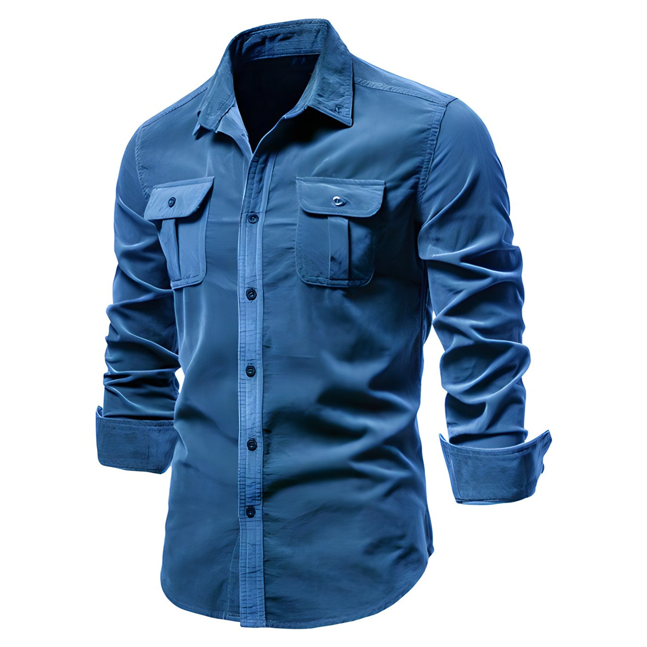 Men's long sleeve button-front casual shirt