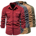 Men's long sleeve button-front casual shirt