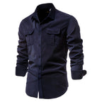 Men's long sleeve button-front casual shirt