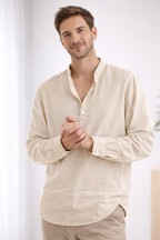 Men's long sleeve henley summer shirt