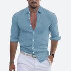 Men's open collar slim fit summer shirt