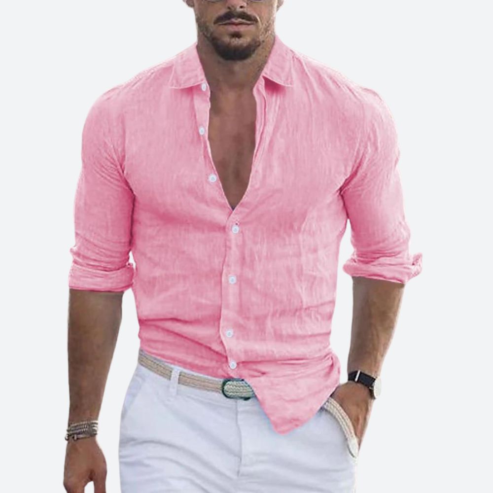 Men's open collar slim fit summer shirt