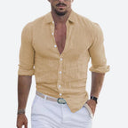 Men's open collar slim fit summer shirt