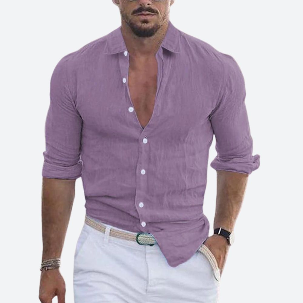 Men's open collar slim fit summer shirt