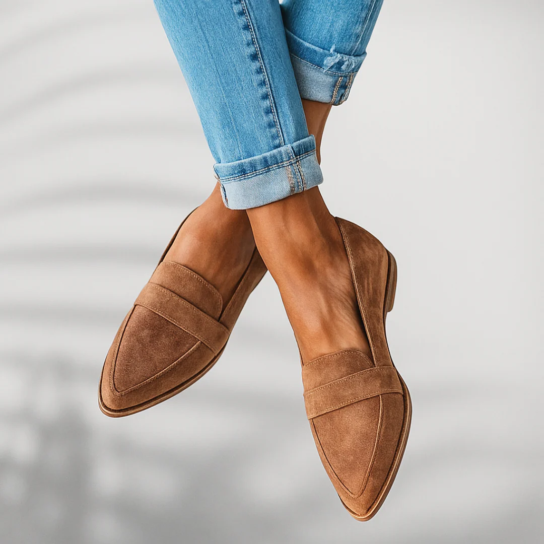 Women's elegant pointed toe flat penny loafers