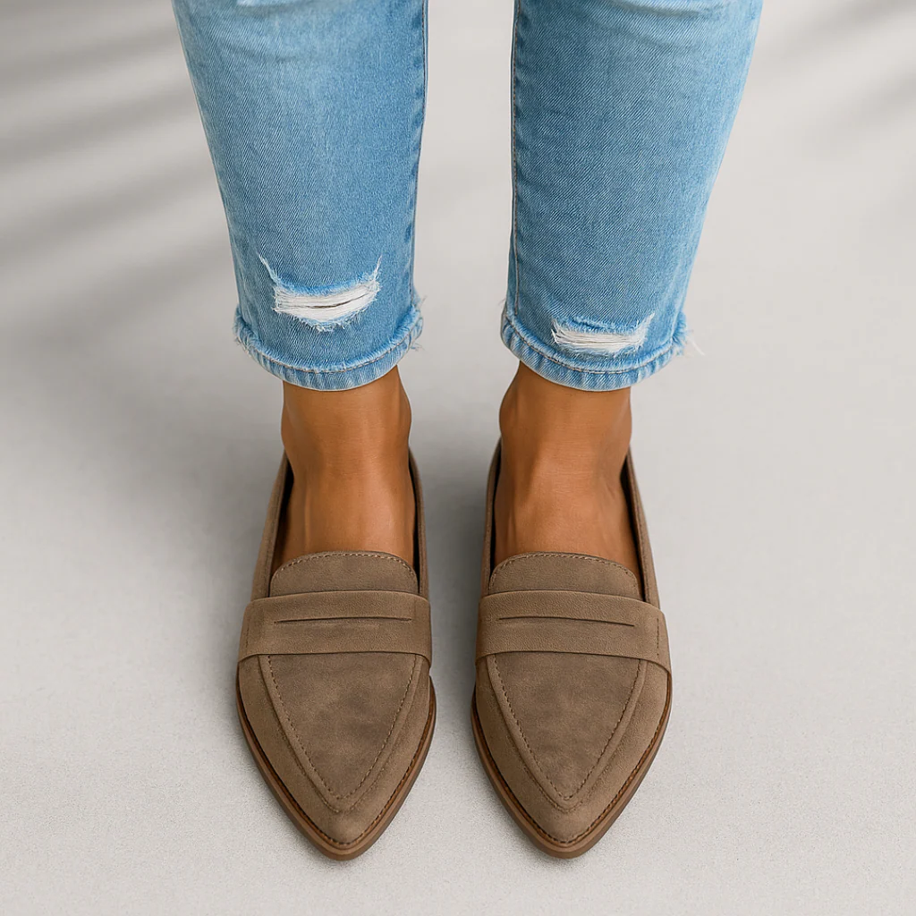 Women's elegant pointed toe flat penny loafers