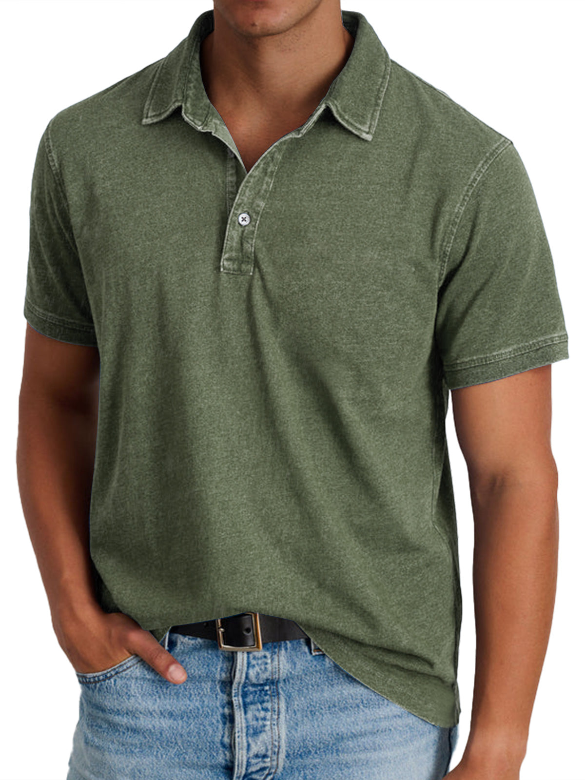 Men's short sleeve open collar summer polo shirt