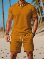 Men's short sleeve polo shirt and shorts set