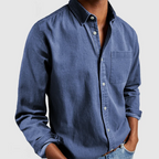 Men's spread-collar long sleeve shirt