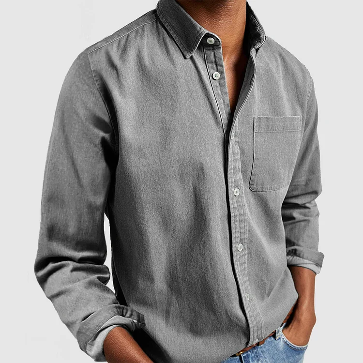 Men's spread-collar long sleeve shirt