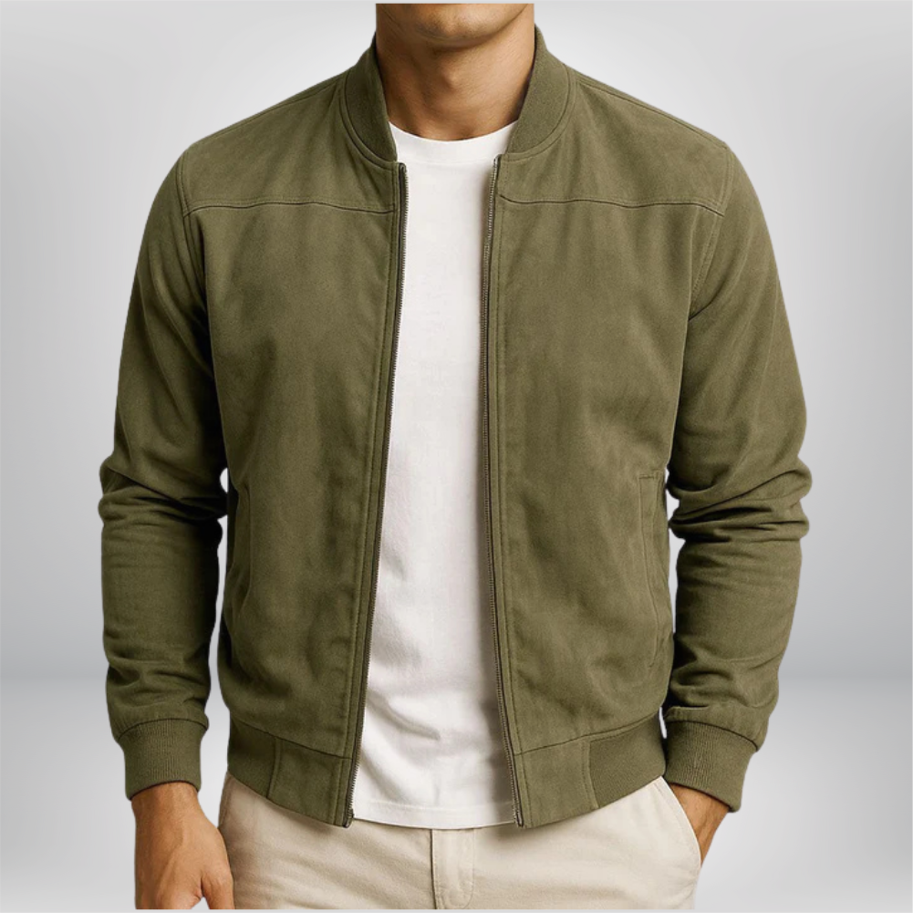 Men's stand collar zip-front bomber jacket