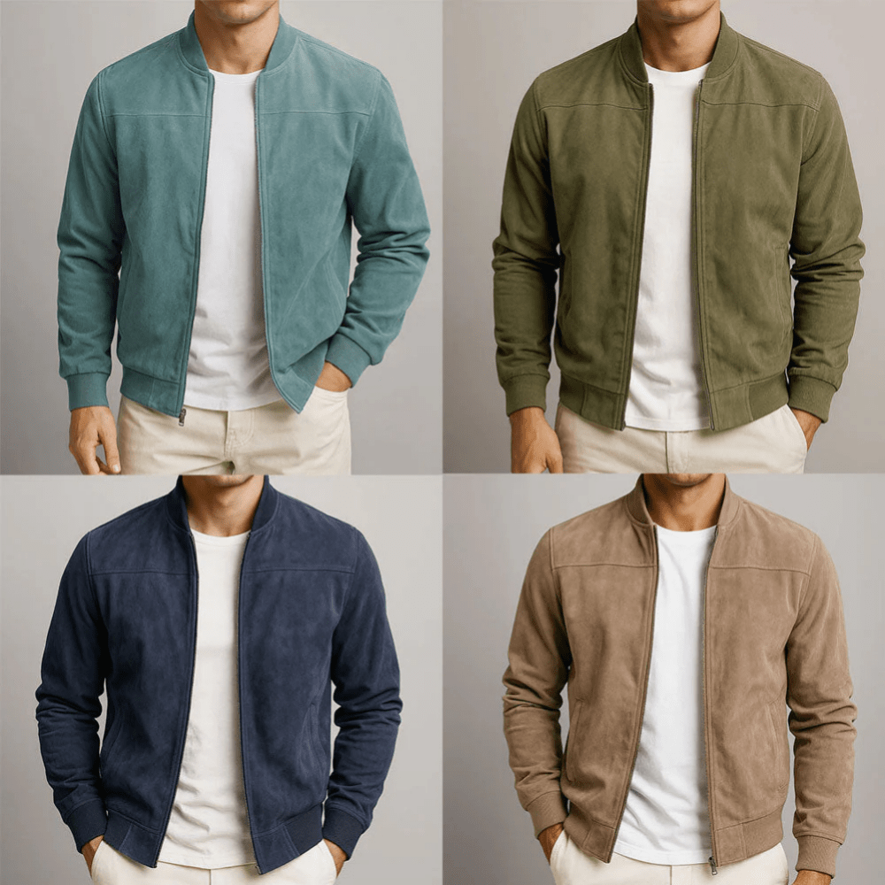 Men's stand collar zip-front bomber jacket