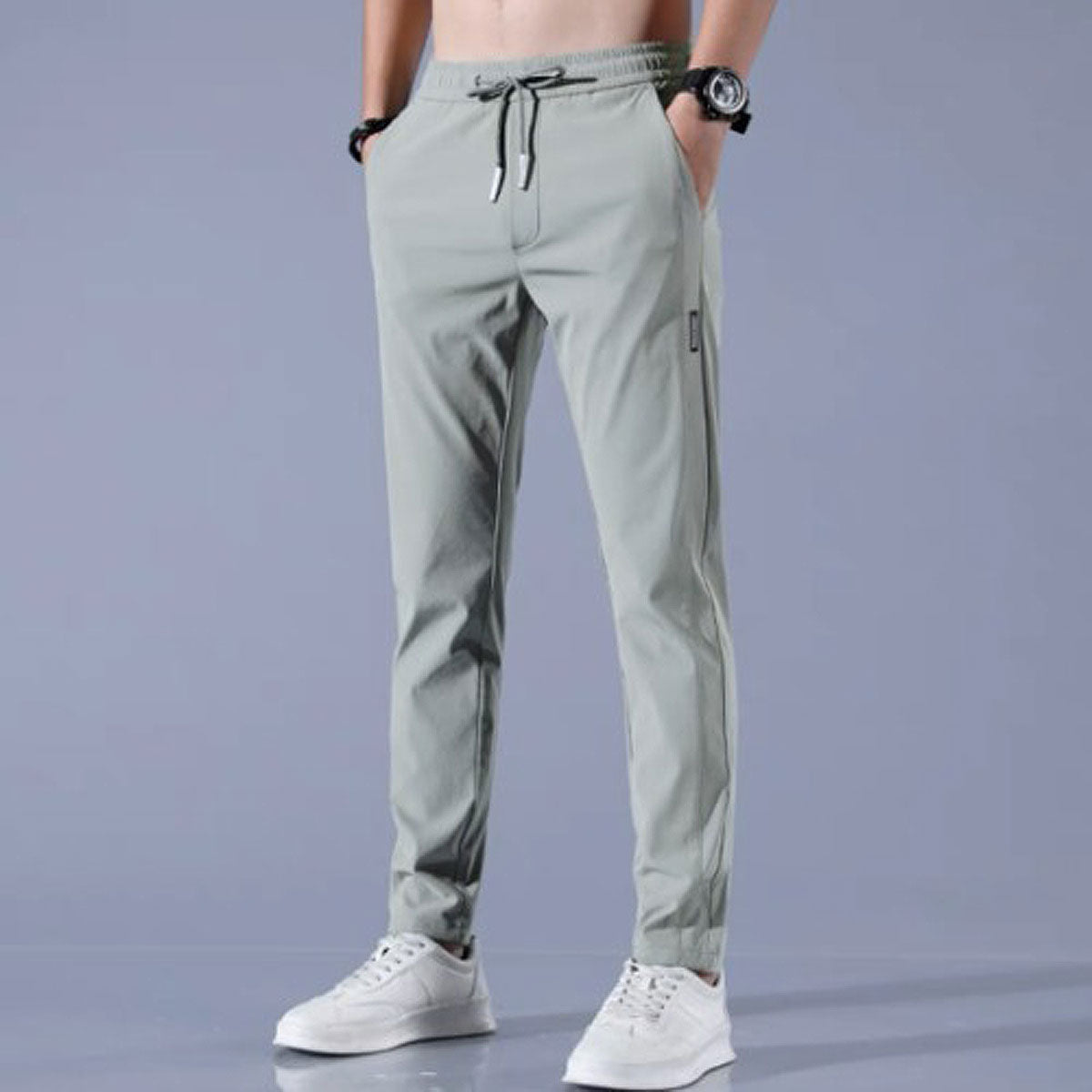 Men's straight leg drawstring trousers
