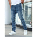 Men's straight leg washed denim jeans