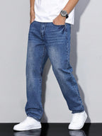 Men's straight leg wide-fit denim jeans
