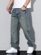 Men's straight leg wide-fit denim jeans