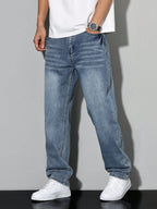 Men's straight leg wide-fit denim jeans