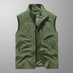 Men's zip-front stand-collar sleeveless jacket