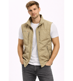 Men's zip-front stand-collar sleeveless jacket
