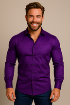 Men's fitted long sleeve casual shirt