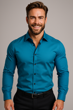 Men's fitted long sleeve casual shirt