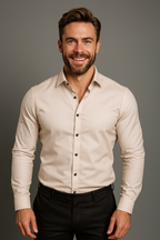 Men's fitted long sleeve casual shirt