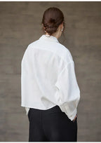 Women's cropped oversized long sleeve shirt