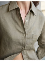Women's cropped oversized long sleeve shirt