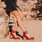 Women's block heel ankle strap sandals