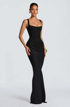 Women's corset-bodice maxi wedding guest dress