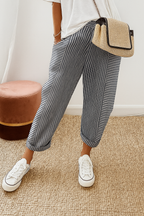 Women's cropped striped summer trousers