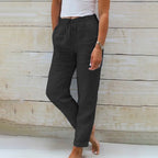 Women's drawstring straight leg summer trousers
