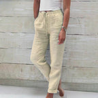 Women's drawstring straight leg summer trousers