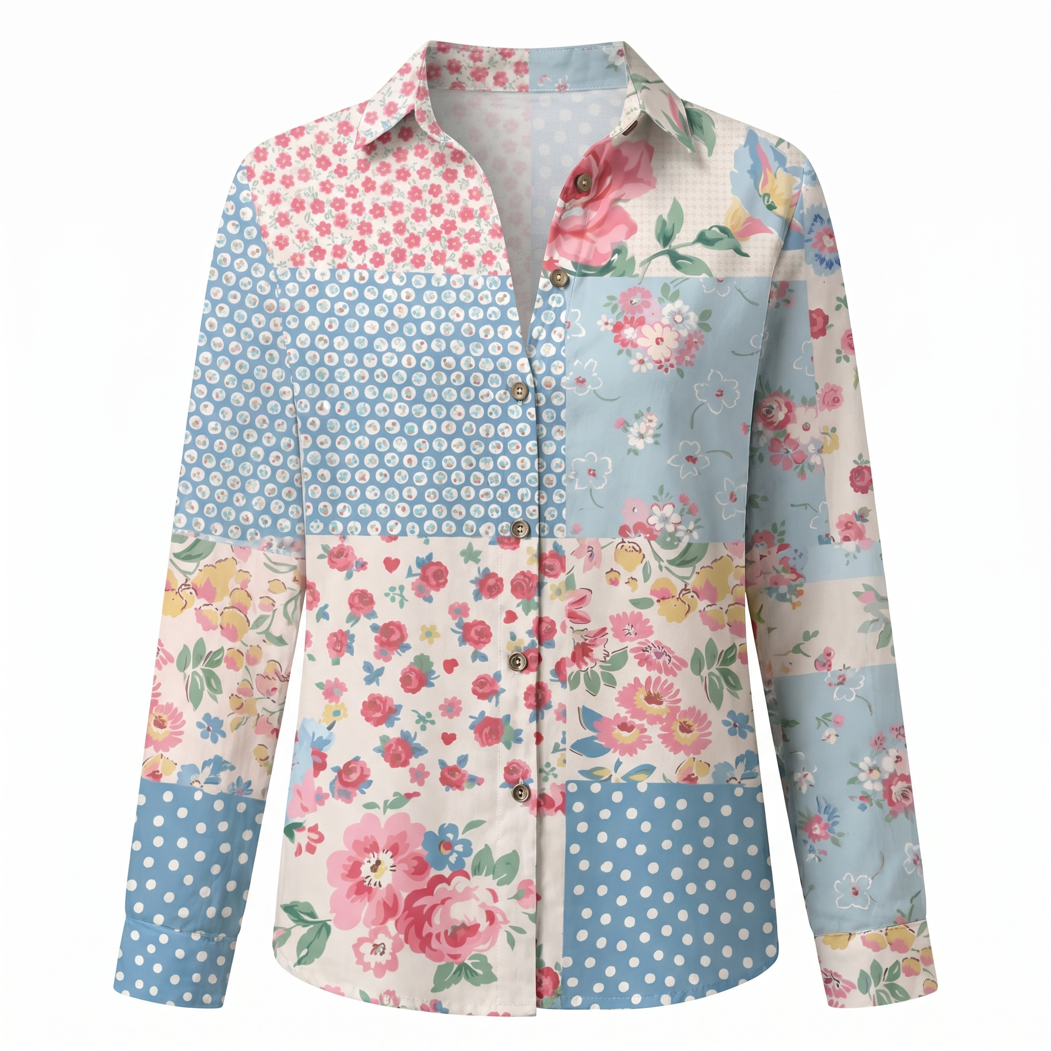 Women's floral print button-front blouse