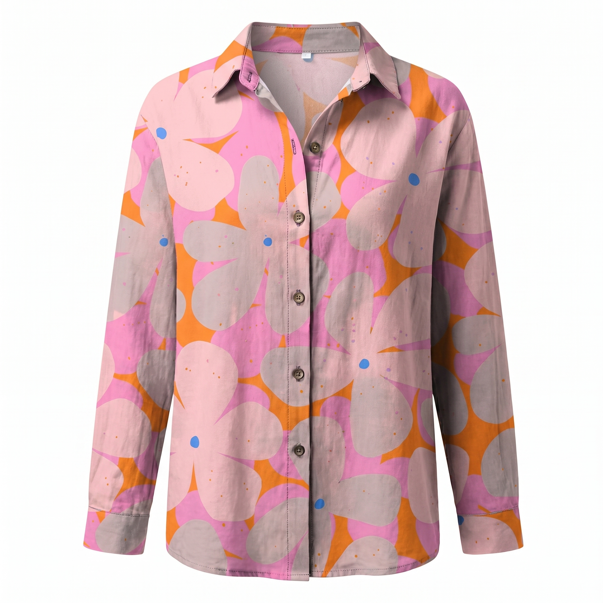 Women's floral print button-front blouse