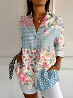 Women's floral print button-front blouse