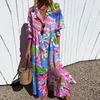Women's floral print v-neck maxi summer dress