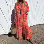 Women's floral print v-neck maxi summer dress